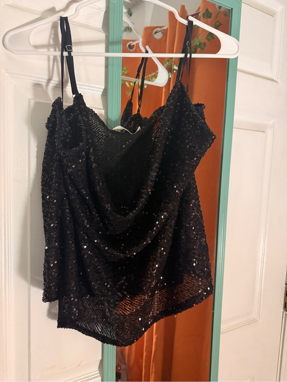 Impressions Black Sequin Cowl Neck Camisole